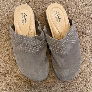 Clarks Women's Taupe Suede Mules